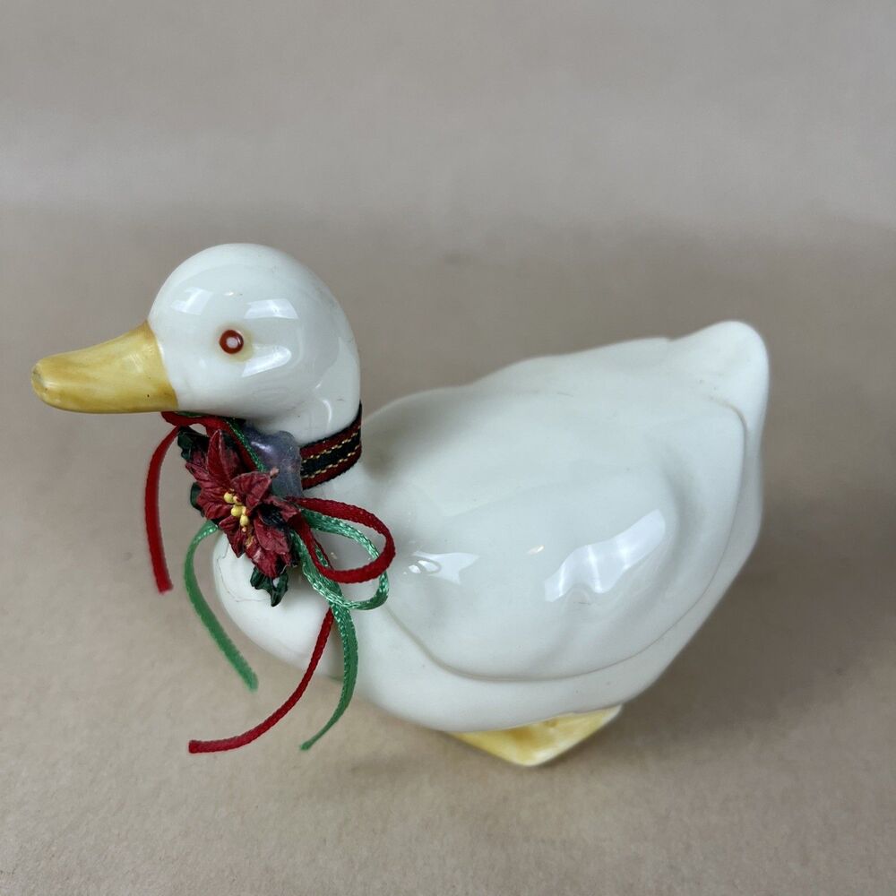 VTG Enesco 1989‎ White Ceramic Goose Duck Figurine Retro Barnyard Farm Country